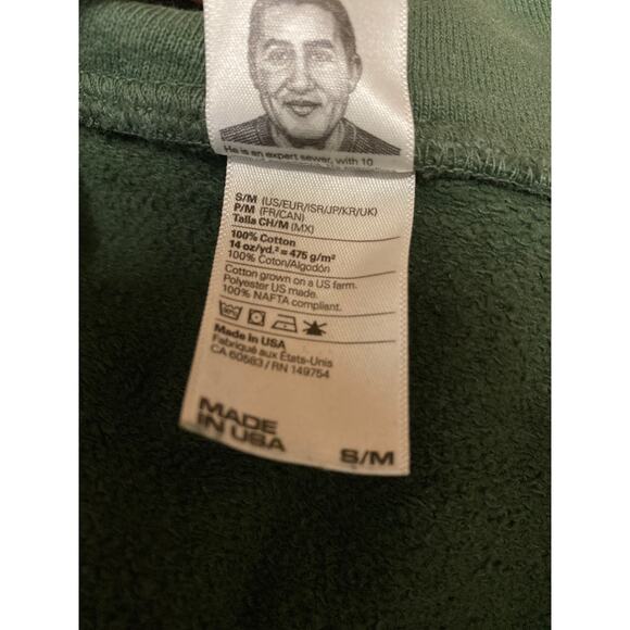 Los Angeles Apparel 14oz Heavy Fleece Green Full Zip Crop Hoodie Sweatshirt S/M - Picture 5 of 5